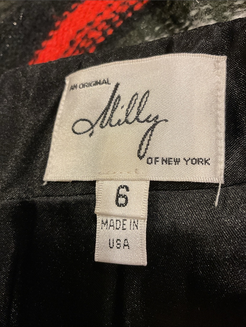 Milly Of New York Red/Black/Grey Tweed Skirt Size 6 Collegiate Preppy Parisian - Picture 5 of 6